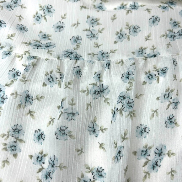 Torrid Floral Crinkled Chiffon Relaxed Cami Sz 1X Boho Babydoll‎ White Blue - Picture 10 of 12